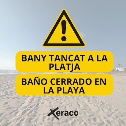 Aviso del Ayuntamiento de Xeraco del cierre de la playa.