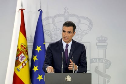 El presidente del Gobierno en funciones, Pedro Sánchez, tras la reunión con el Rey, el 6 de junio.