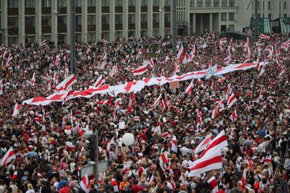 Vista general de la protesta de este domingo.