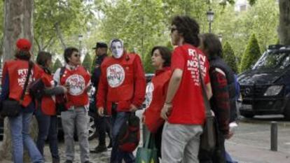 CONCENTRACIÓN DE TRABAJADORES DE LA RTVV ANTE LA AUDIENCIA NACIONAL DONDE HOY DECLARA PEDRO GARCÍA