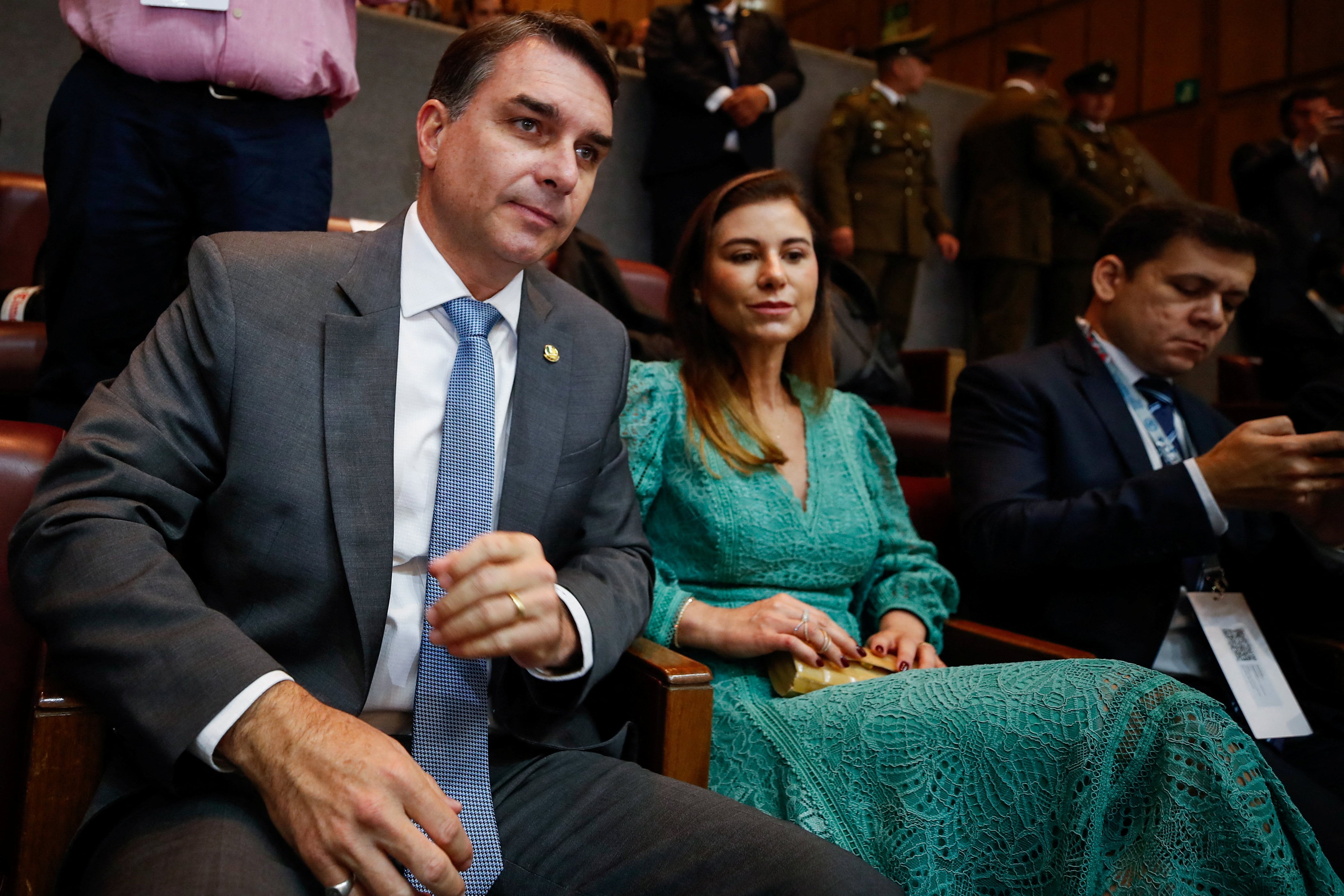 Flavio Bolsonaro en el Congreso de Valparaíso, este miercoles.