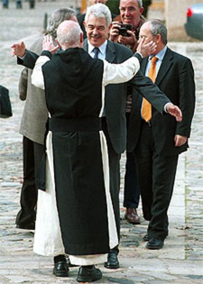 Pasqual Maragall, ayer en el monasterio cisterciense de Poblet.