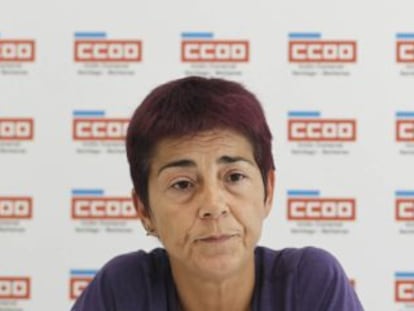 Mar&iacute;a D&iacute;az, portavoz de los trabajadores de la fundaci&oacute;n Forem, durante la rueda de prensa de ayer. 