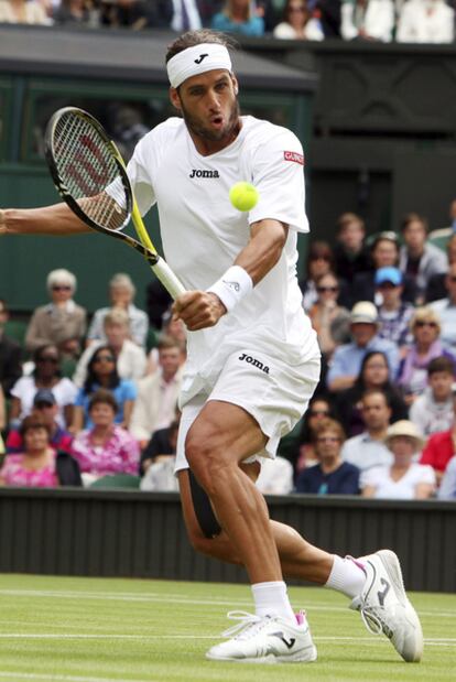 Feliciano López, durante el partido ante Roddick.