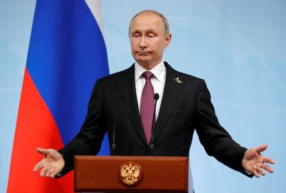 El presidente ruso Vladimir Putin habla a la prensa durante el cierre de la cumbre del G-20. 