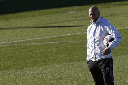 Zidane, durante el último entrenamiento.