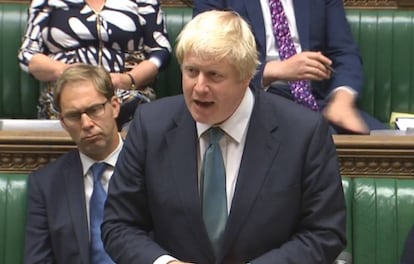 Boris Johnson, durante su intervenci&oacute;n en el Parlamento.