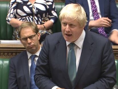 Boris Johnson, durante su intervenci&oacute;n en el Parlamento.