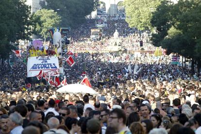 Cibeles, abarrotada por los participantes en la marcha.