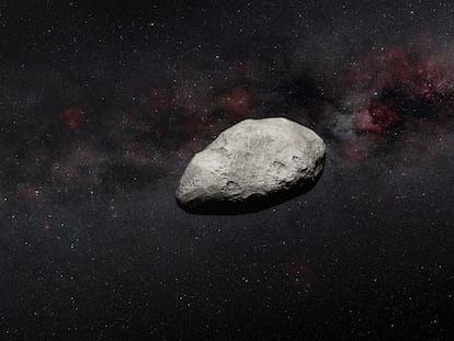 Representación artística de un asteroide de tamaño mediano, como Zoozve.