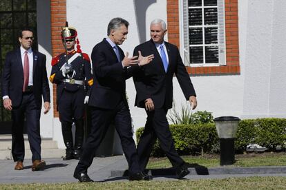 El presidente Mauricio Macri recibe al vicepresidente de EEUU, Mike Spence, en la residencia oficial de Olivos.