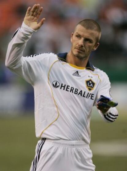 Beckham, en un partido con los Galaxy.