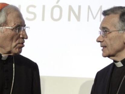 Rouco Varela con su obispo auxiliar, César Franco, coordinador de 'Misión Madrid 2012-2013'.