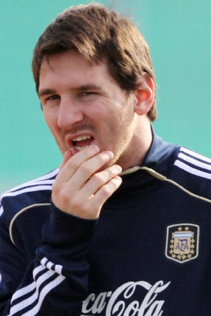 Messi en un entrenamiento.
