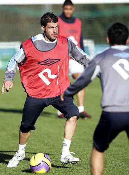 Pereiro, durante el partidillo de entrenamiento con la plantilla del Celta.