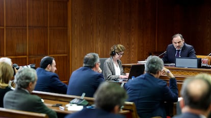 José Luis Ábalos, exministro de Transportes, en mayo en la comisión de investigación de las mascarillas en el Senado, en Madrid.