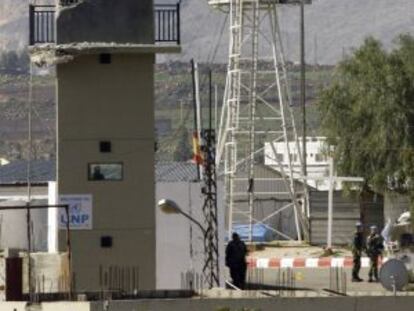 Torre donde impactó el obús que mató al cabo Soria.