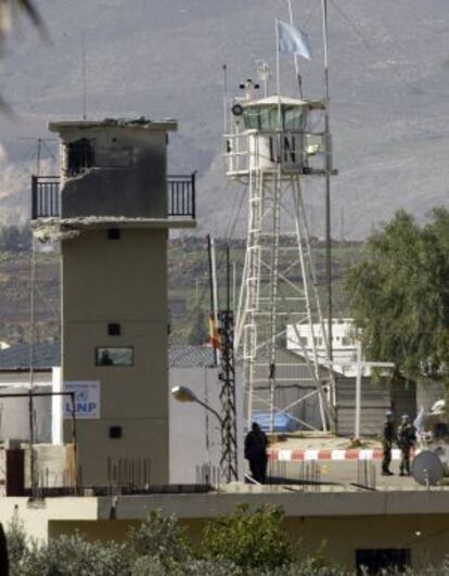 Torre donde impactó el obús que mató al cabo Soria.