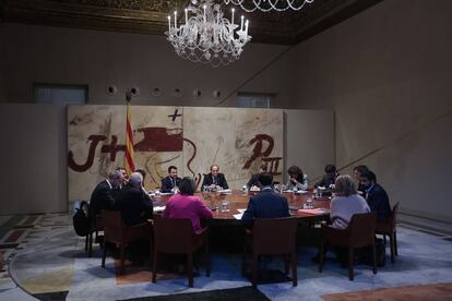 El presidente catalán, Quim Torra, encabeza la reunion del Consejo Ejecutivo.