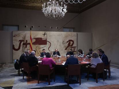 El presidente catalán, Quim Torra, encabeza la reunion del Consejo Ejecutivo.