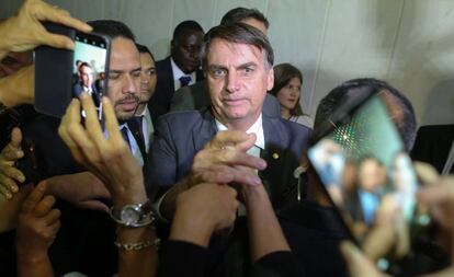 Jair Bolsonaro durante visita ao Tribunal Superior do Trabalho.