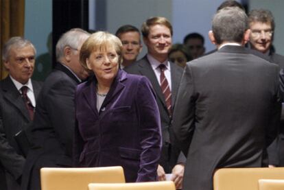 Angela Merkel, durante una visita ayer en el Palacio de Justicia de Luxemburgo.