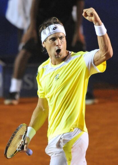 David Ferrer, durante el partido de hoy.