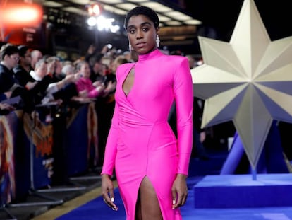 La actriz británica Lashana Lynch, en Londres durante el estreno de 'Capitana Marvel' en 2019.