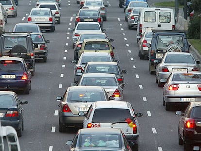 Traffic on the A-3 motorway in Spain.