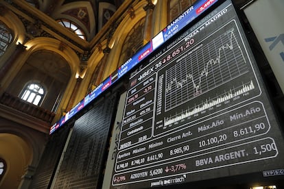 Interior de la sede de la Bolsa española, en Madrid.