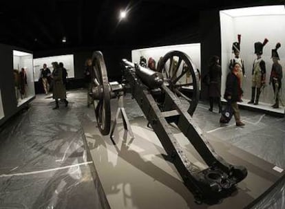 Pieza de artillería francesa exhibida en la exposición del teatro Fernán-Gómez, nueva denominación del Centro Cultural de la Villa.