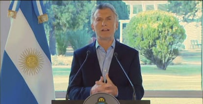 El presidente de Argentina, Mauricio Macri, al anunciar las nuevas medidas.