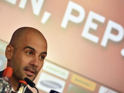 Guardiola en la rueda de prensa