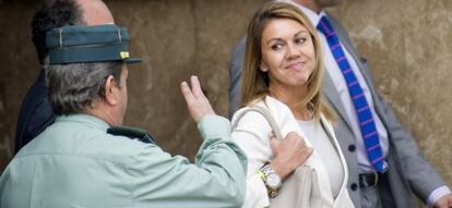 La secretaria general del PP, María Dolores Cospedal, sale del juicio contra el extesorero del PP, Luis Bárcenas.