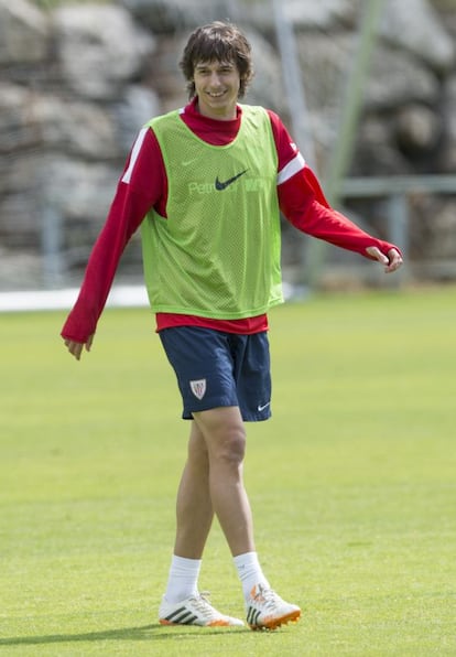 Ander Iturraspe, en un entrenamiento en Lezama.