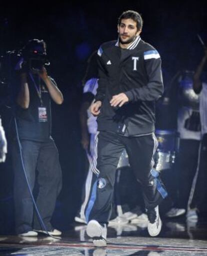 Ricky Rubio, antes del partido ante los Detroit Pistons.