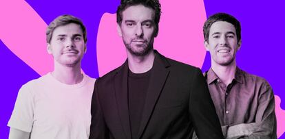 Pau Gasol junto a Sergi Bastardas y Andrés Cester,