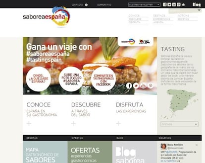 Web de Saborea España, con su nueva campaña de gastroturismo.