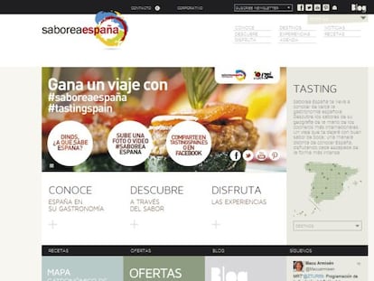 Web de Saborea Espa&ntilde;a, con su nueva campa&ntilde;a de gastroturismo.