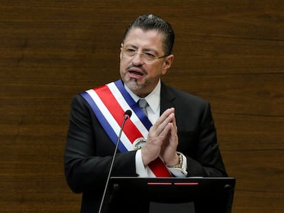 Rodrigo Chaves ofrece su primer discurso como presidente en Costa Rica.