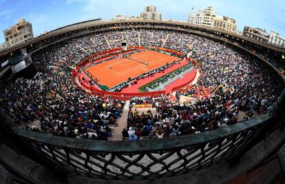 Vista general de la plaza de toros de Valencia durante la celebración de la Copa Davis, el 6 de abril de 2018.