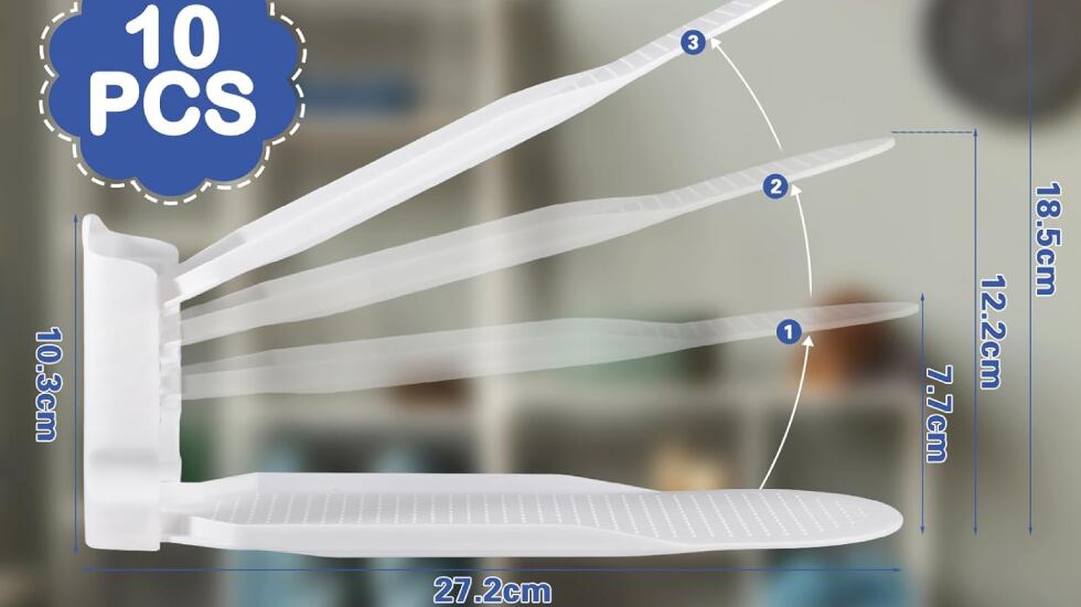 Set de organizadores que se regulan en cuatro alturas distintas.