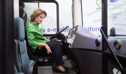 La ministra para la Transición Ecológica, Teresa Ribera, la semana pasada en una feria internacional del agua en Barcelona.