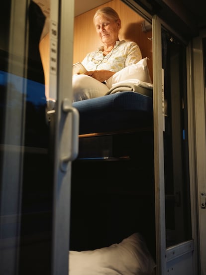 Nicole Decourriere, in the bunk of the night train to Prague.