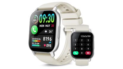 Reloj inteligente de color blanco.