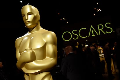 Una estatuilla de los Oscar, durante uno de los ensayos de la gala de los premios en 2019.