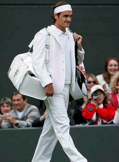 Federer, ayer en Wimbledon.