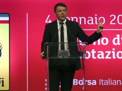 El primer ministro italiano, Matteo Renzi, en el debut burs&aacute;til de Ferrari en la Bolsa de Mil&aacute;n.