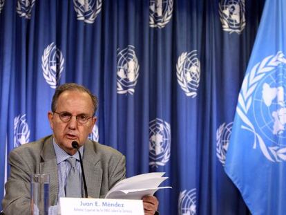 El relator especial de la ONU, Juan Méndez en la Ciudad de México.