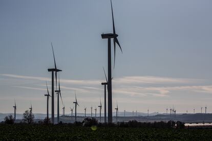 Wind turbines at the Pujalt wind farm, operated by Parque Eolico Pujalt S.L., in the Anoia region of Catalonia, Spain, on Tuesday, Dec. 27, 2022. Spain aims to get almost three-quarters of its electricity from renewables by the end of the decade, up from about 47% last year. Photographer: Angel Garcia/Bloomberg